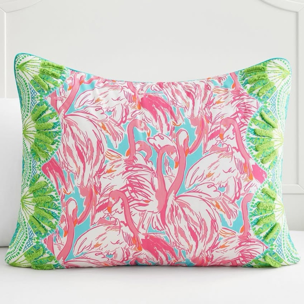 New Lilly Pulitzer Pottery Barn Pink Colony Quilted Standard Sham